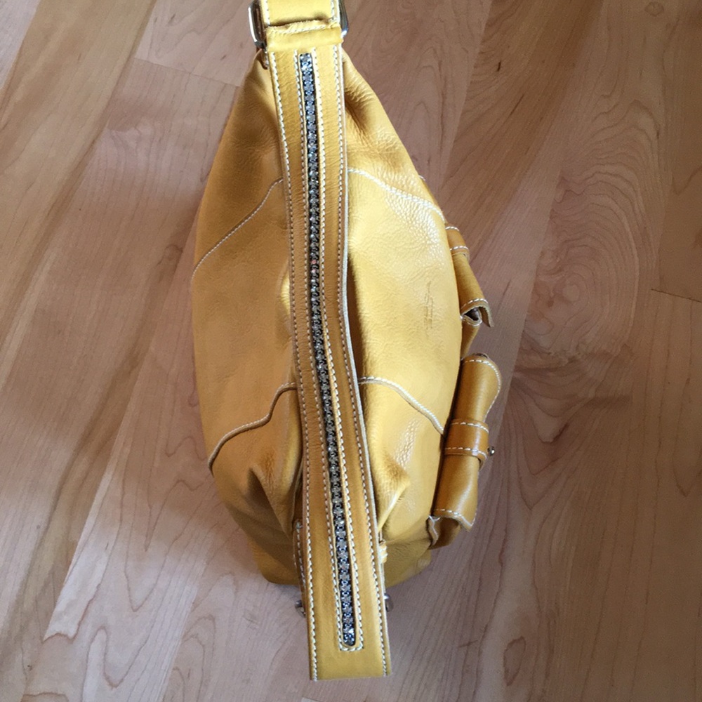 TOSCA BLU | Leather Shoulder Bag With Rhinestone Strap - Picture 4 of 16